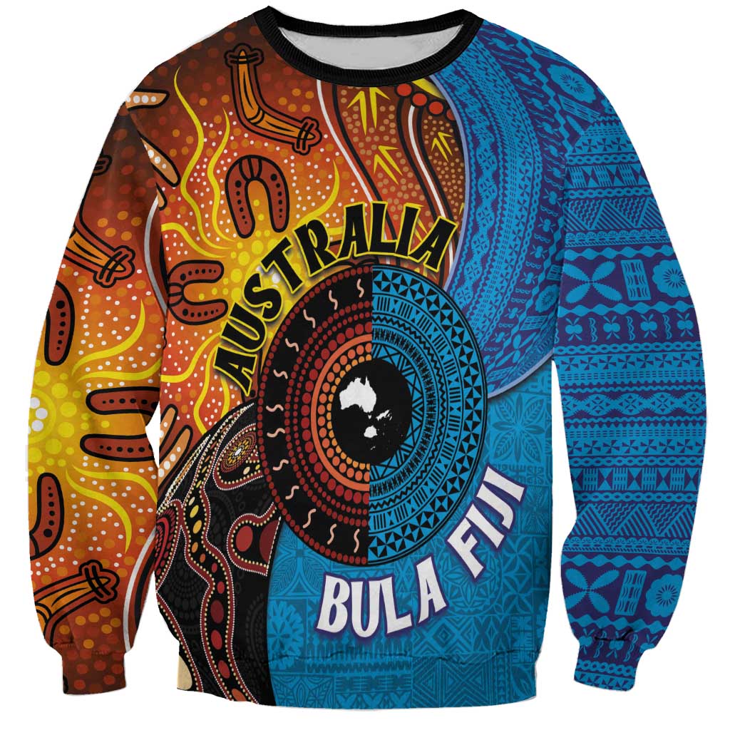 Fiji and Australia Together Sweatshirt Tapa Tribal Tattoo mix Aboriginal Pattern