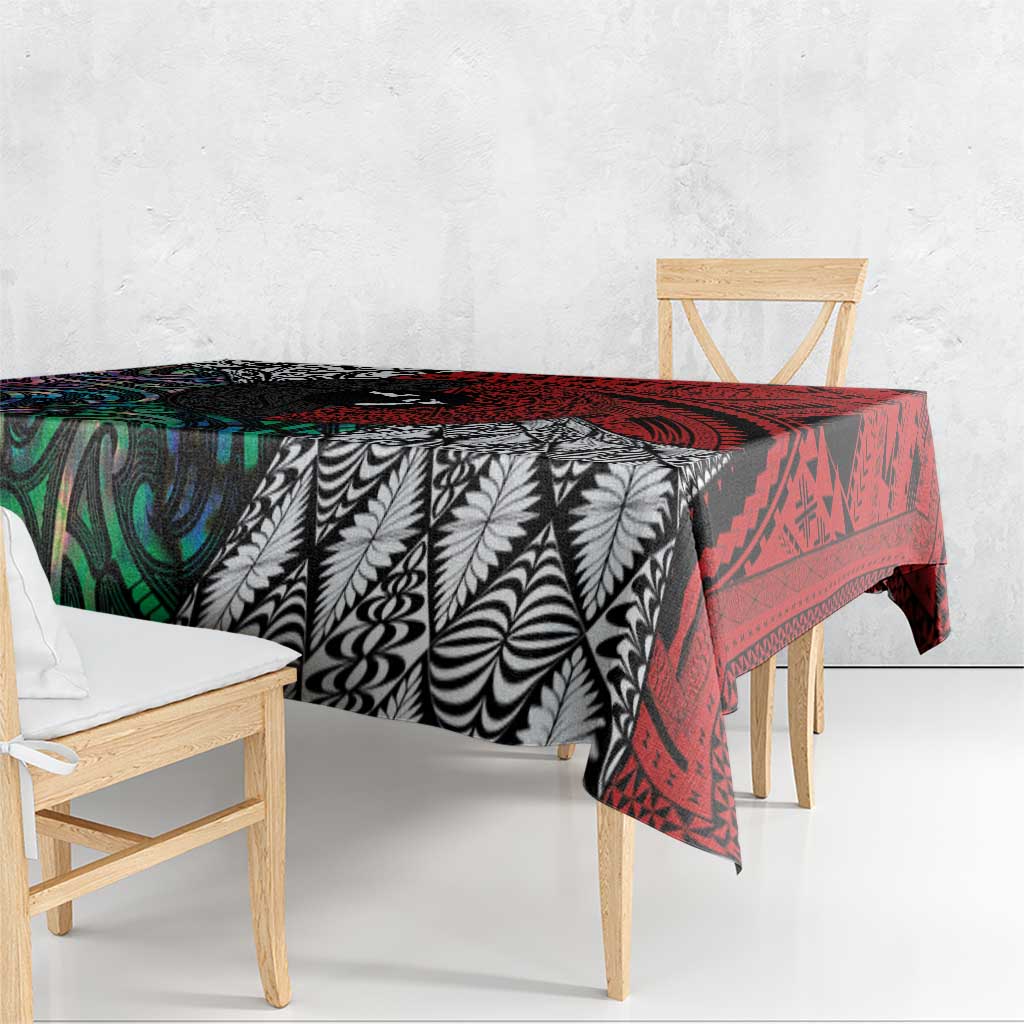 Tonga and New Zealand Together Tablecloth Tongan Kupesi Ngatu Tattoo and Maori Paua Shell Pattern LT03 - Polynesian Pride