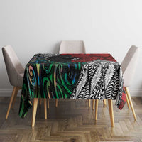 Tonga and New Zealand Together Tablecloth Tongan Kupesi Ngatu Tattoo and Maori Paua Shell Pattern LT03 - Polynesian Pride