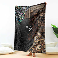 Samoa and New Zealand Together Blanket Siapo Motif and Maori Paua Shell Pattern