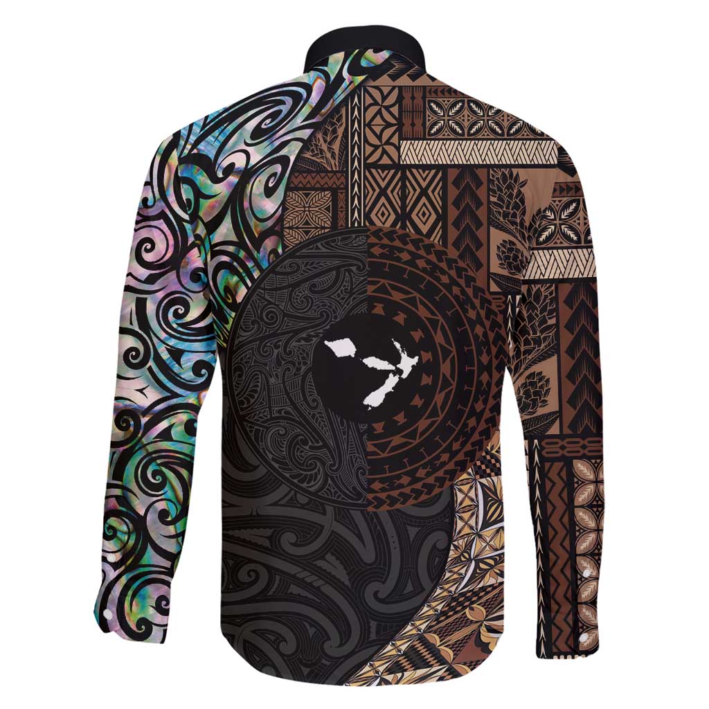 Samoa and New Zealand Together Family Matching Mermaid Dress and Hawaiian Shirt Siapo Motif and Maori Paua Shell Pattern