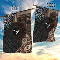 Samoa and New Zealand Together Garden Flag Siapo Motif and Maori Paua Shell Pattern LT03 - Polynesian Pride
