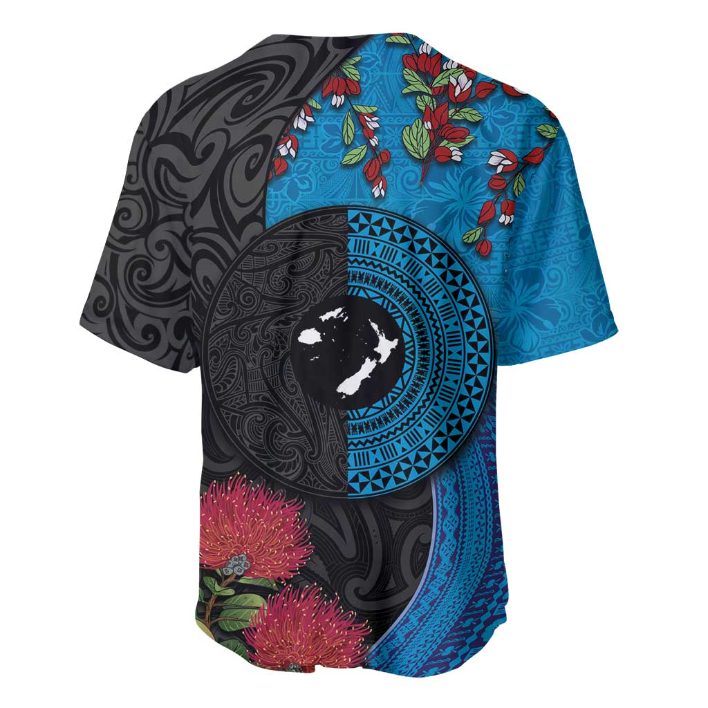 Fiji and New Zealand Together Baseball Jersey Tapa Maori Tattoo mix Tagimoucia and Pohutukawa