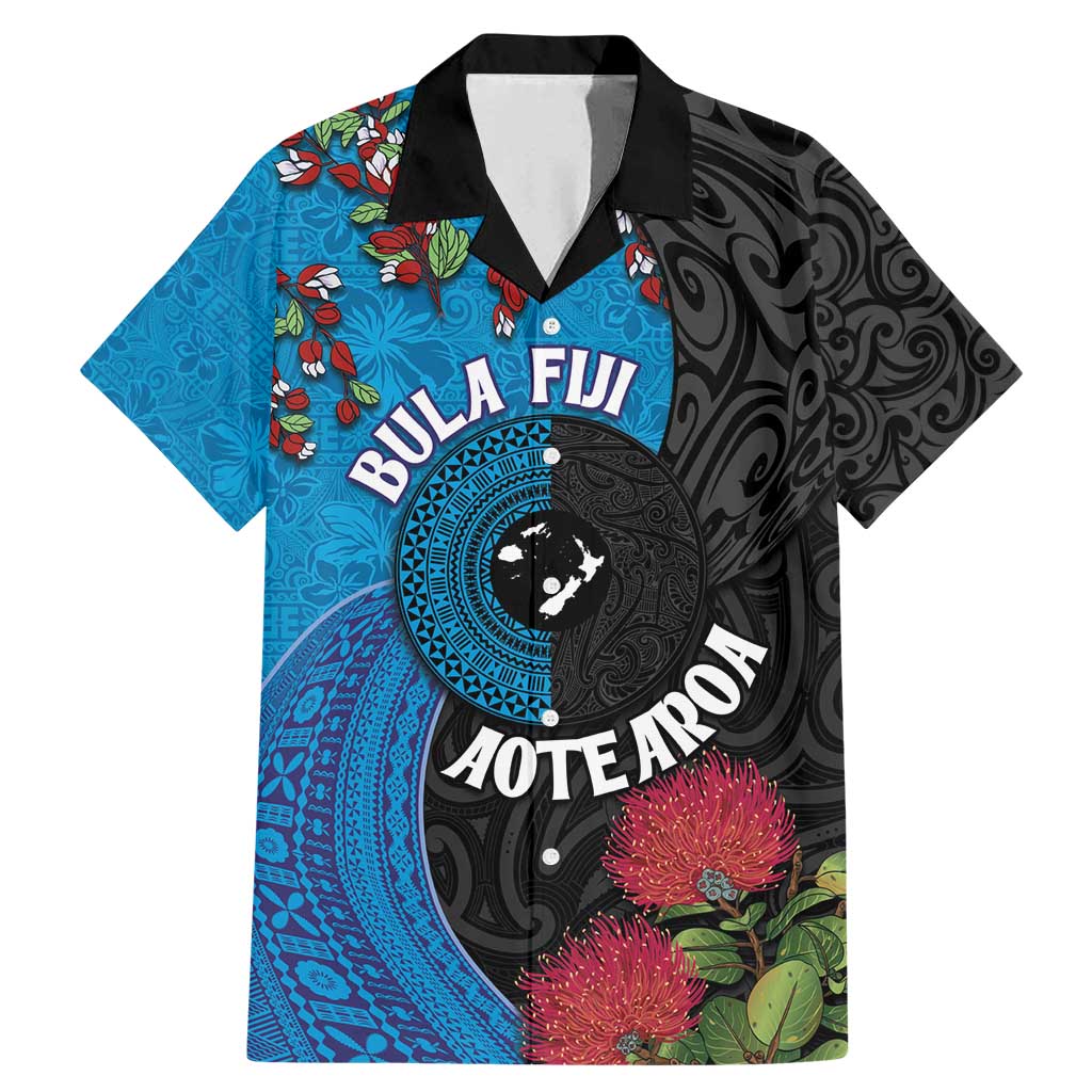 Fiji and New Zealand Together Family Matching Mermaid Dress and Hawaiian Shirt Tapa Maori Tattoo mix Tagimoucia and Pohutukawa