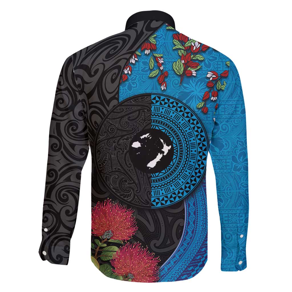 Fiji and New Zealand Together Family Matching Mermaid Dress and Hawaiian Shirt Tapa Maori Tattoo mix Tagimoucia and Pohutukawa