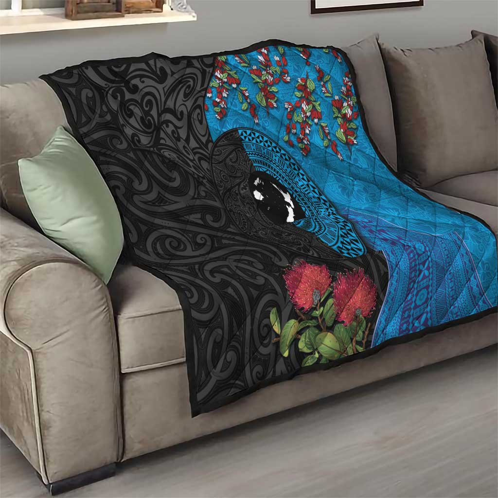 Fiji and New Zealand Together Quilt Tapa Maori Tattoo mix Tagimoucia and Pohutukawa