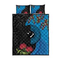 Fiji and New Zealand Together Quilt Bed Set Tapa Maori Tattoo mix Tagimoucia and Pohutukawa