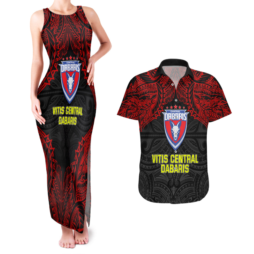 Vitis Central Dabaris Rugby Couples Matching Tank Maxi Dress and Hawaiian Shirt Papua New Guinea Polynesian Tattoo LT03 Red - Polynesian Pride