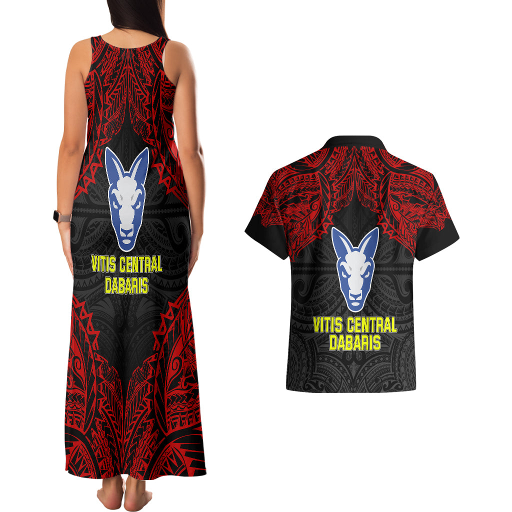 Vitis Central Dabaris Rugby Couples Matching Tank Maxi Dress and Hawaiian Shirt Papua New Guinea Polynesian Tattoo LT03 - Polynesian Pride