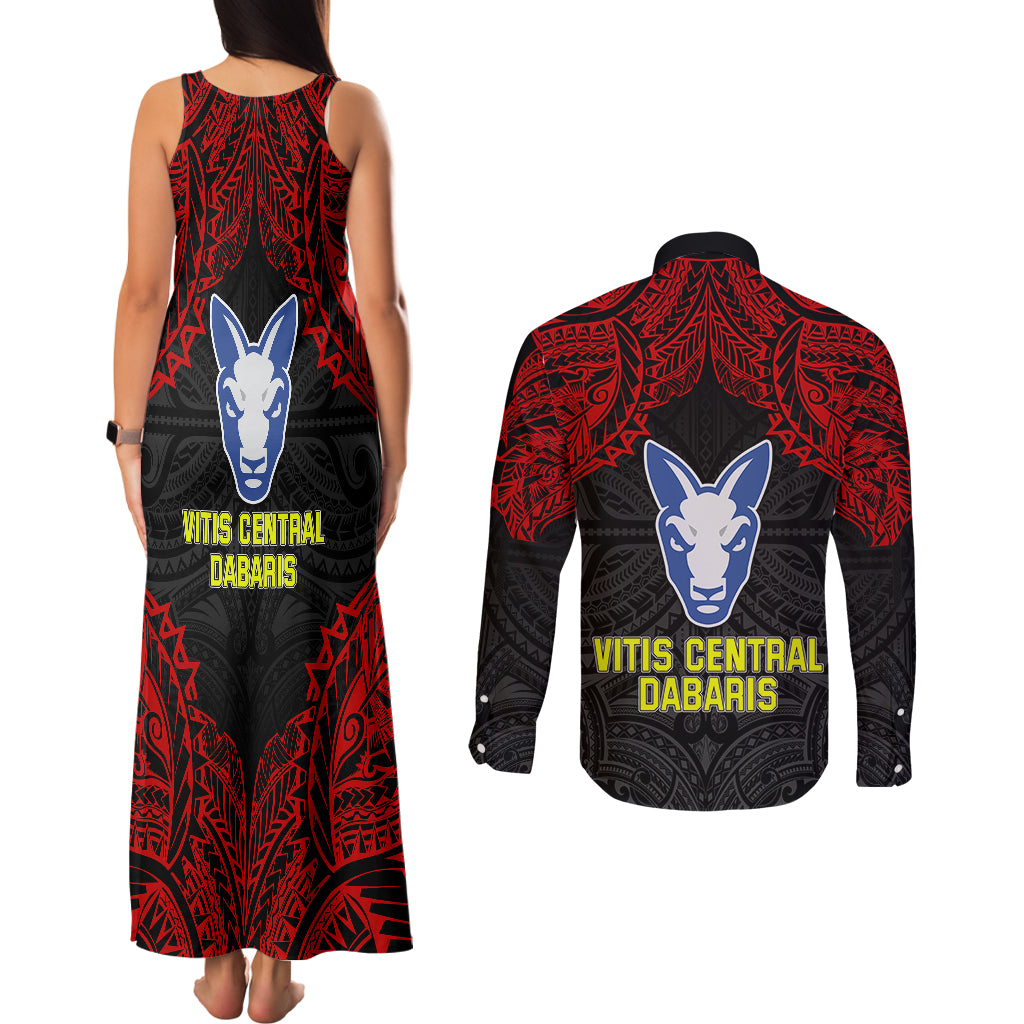 Vitis Central Dabaris Rugby Couples Matching Tank Maxi Dress and Long Sleeve Button Shirts Papua New Guinea Polynesian Tattoo LT03 - Polynesian Pride