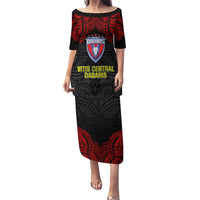 Vitis Central Dabaris Rugby Family Matching Puletasi Dress and Hawaiian Shirt Papua New Guinea Polynesian Tattoo LT03 Mom's Dress Red - Polynesian Pride
