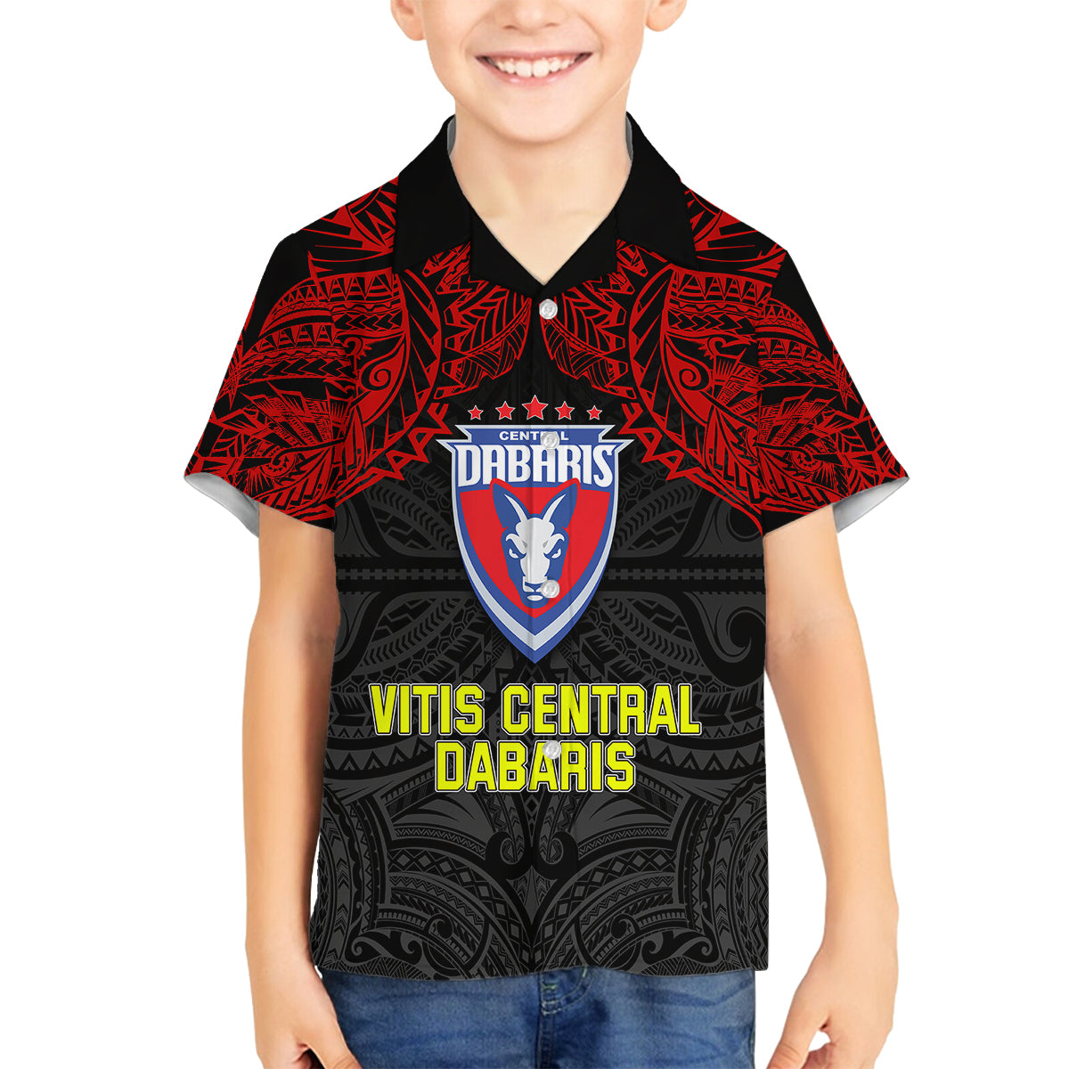 Vitis Central Dabaris Rugby Kid Hawaiian Shirt Papua New Guinea Polynesian Tattoo LT03 - Polynesian Pride