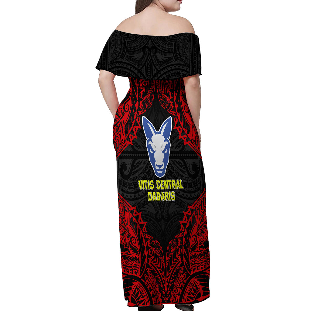 Vitis Central Dabaris Rugby Off Shoulder Maxi Dress Papua New Guinea Polynesian Tattoo LT03 - Polynesian Pride