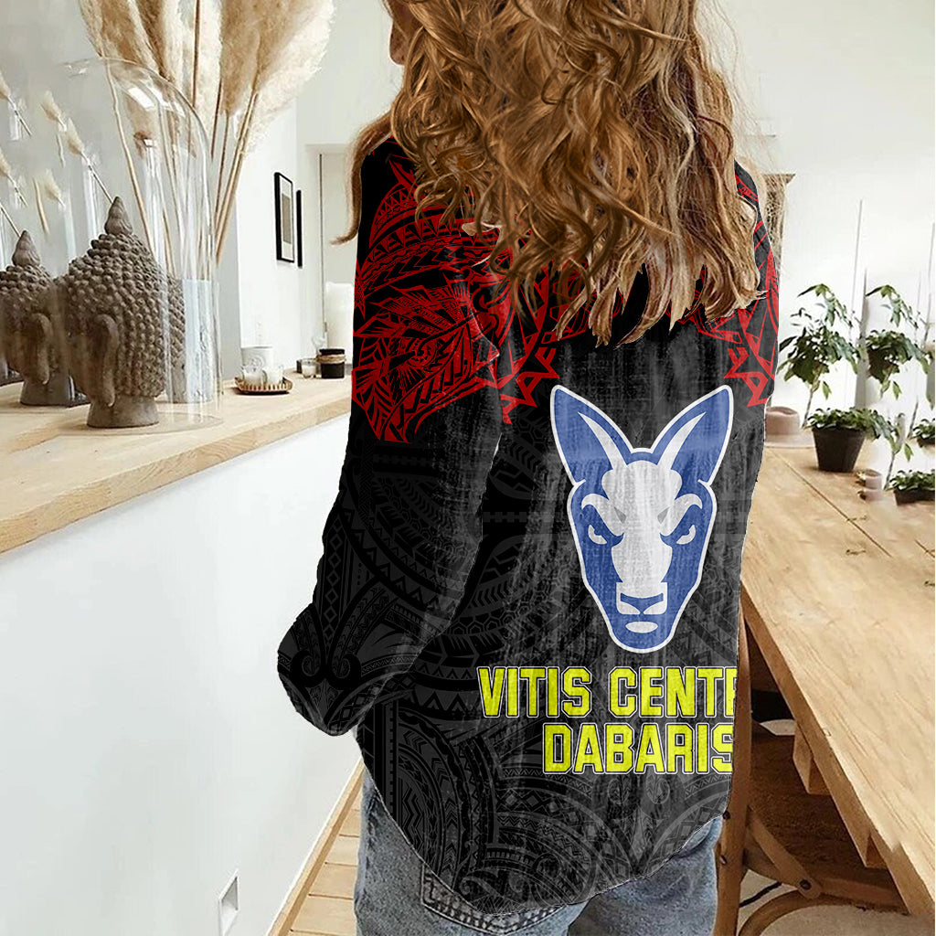 Vitis Central Dabaris Rugby Women Casual Shirt Papua New Guinea Polynesian Tattoo LT03 - Polynesian Pride