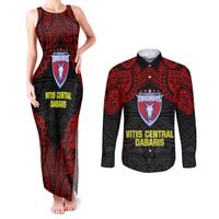 Custom Vitis Central Dabaris Rugby Couples Matching Tank Maxi Dress and Long Sleeve Button Shirts Papua New Guinea Polynesian Tattoo LT03 Red - Polynesian Pride