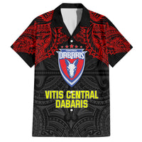 Custom Vitis Central Dabaris Rugby Family Matching Off Shoulder Long Sleeve Dress and Hawaiian Shirt Papua New Guinea Polynesian Tattoo LT03 Dad's Shirt - Short Sleeve Red - Polynesian Pride