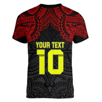 Custom Vitis Central Dabaris Rugby Women V Neck T Shirt Papua New Guinea Polynesian Tattoo LT03 - Polynesian Pride