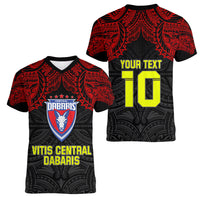 Custom Vitis Central Dabaris Rugby Women V Neck T Shirt Papua New Guinea Polynesian Tattoo LT03 - Polynesian Pride