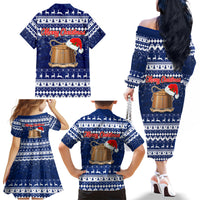 Tokelau Christmas Family Matching Off Shoulder Long Sleeve Dress and Hawaiian Shirt Santa Claus Tokelau Flag and Coat of Arms with Polynesian Pattern LT03 - Polynesian Pride