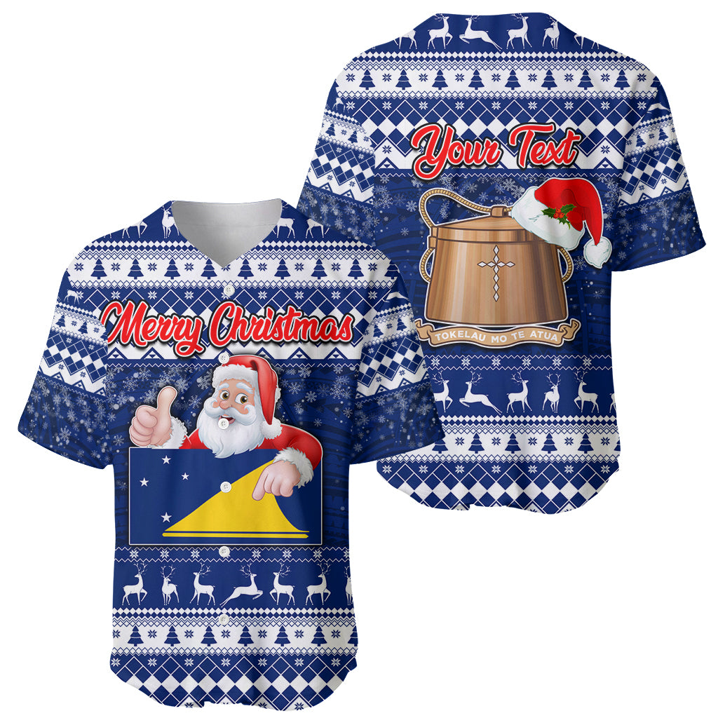 Personalised Tokelau Christmas Baseball Jersey Santa Claus Tokelau Flag and Coat of Arms with Polynesian Pattern LT03 - Polynesian Pride