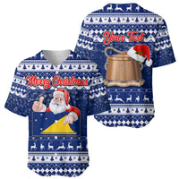 Personalised Tokelau Christmas Baseball Jersey Santa Claus Tokelau Flag and Coat of Arms with Polynesian Pattern LT03 - Polynesian Pride