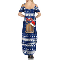 Personalised Tokelau Christmas Summer Maxi Dress Santa Claus Tokelau Flag and Coat of Arms with Polynesian Pattern LT03 - Polynesian Pride