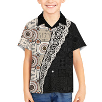 Tukenny Pattern Fijian War Clubs Mix Tapa Tribal Family Matching Puletasi and Hawaiian Shirt LT03 Son's Shirt Beige - Polynesian Pride