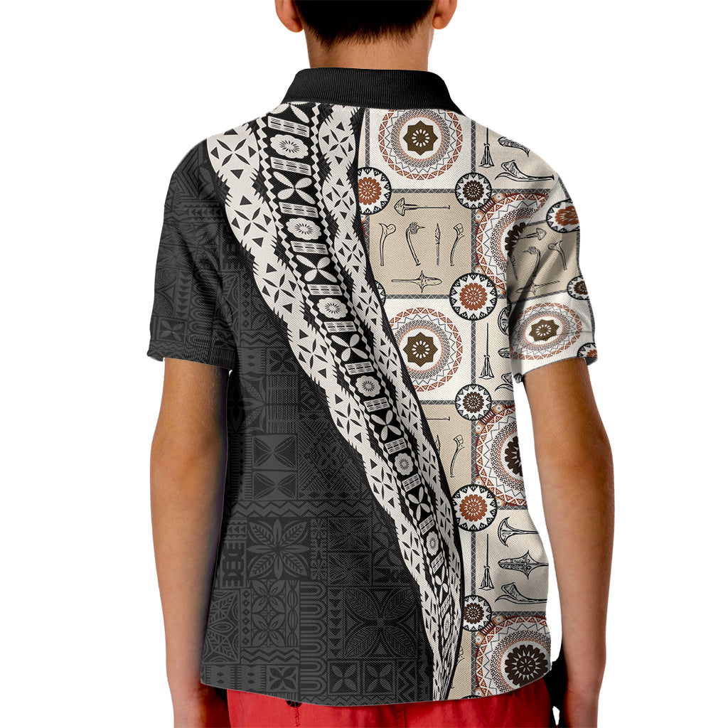 Tukenny Pattern Fijian War Clubs Mix Tapa Tribal Kid Polo Shirt LT03 - Polynesian Pride