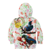 New Zealand Pohutukawa Tui Bird Kid Hoodie Kowhai Version LT03 - Polynesian Pride