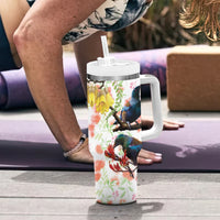 New Zealand Pohutukawa Tui Bird Tumbler With Handle Kowhai Version