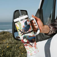 New Zealand Pohutukawa Tui Bird Tumbler With Handle Kowhai Version