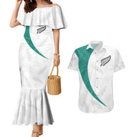 Custom New Zealand Football Couples Matching Mermaid Dress and Hawaiian Shirt Go All Silver Ferns - Towards World Cup 2026
