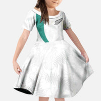 Custom New Zealand Football Family Matching Long Sleeve Bodycon Dress and Hawaiian Shirt Go All Silver Ferns - Towards World Cup 2026