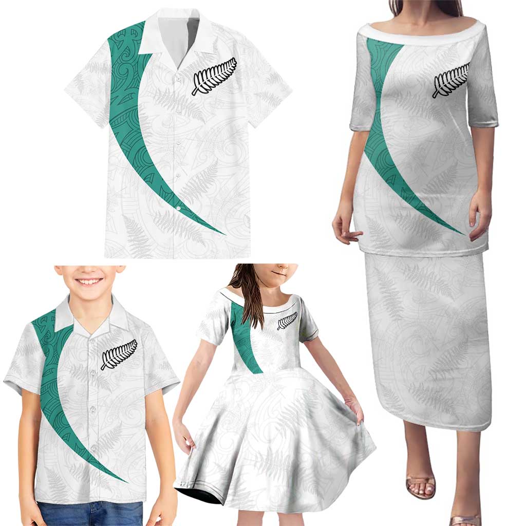 Custom New Zealand Football Family Matching Puletasi and Hawaiian Shirt Go All Silver Ferns - Towards World Cup 2026