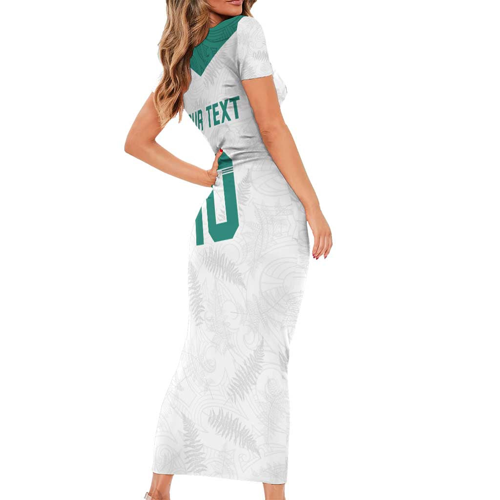 Custom New Zealand Football Family Matching Short Sleeve Bodycon Dress and Hawaiian Shirt Go All Silver Ferns - Towards World Cup 2026