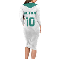 Custom New Zealand Football Long Sleeve Bodycon Dress Go All Silver Ferns - Towards World Cup 2026