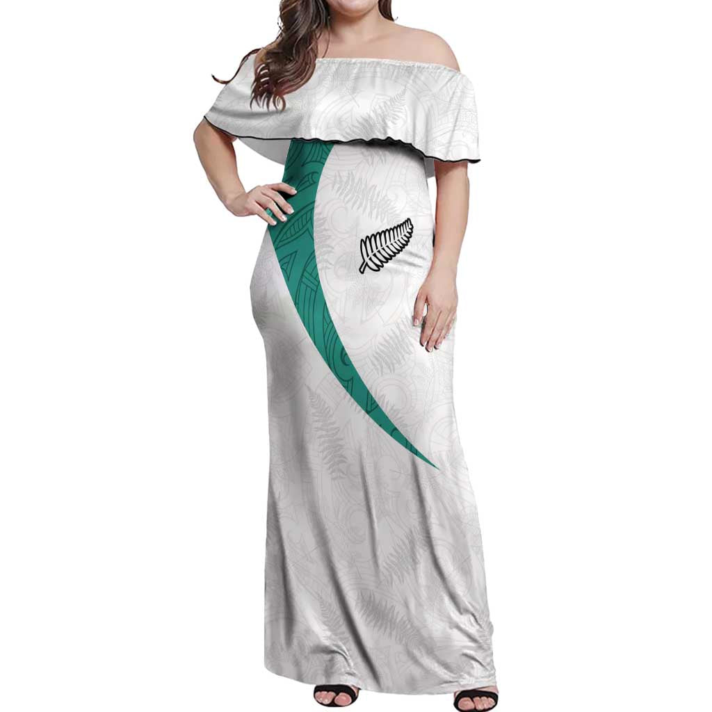 Custom New Zealand Football Off Shoulder Maxi Dress Go All Silver Ferns - Towards World Cup 2026