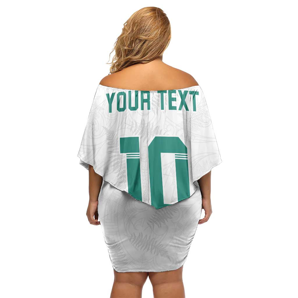 Custom New Zealand Football Off Shoulder Short Dress Go All Silver Ferns - Towards World Cup 2026