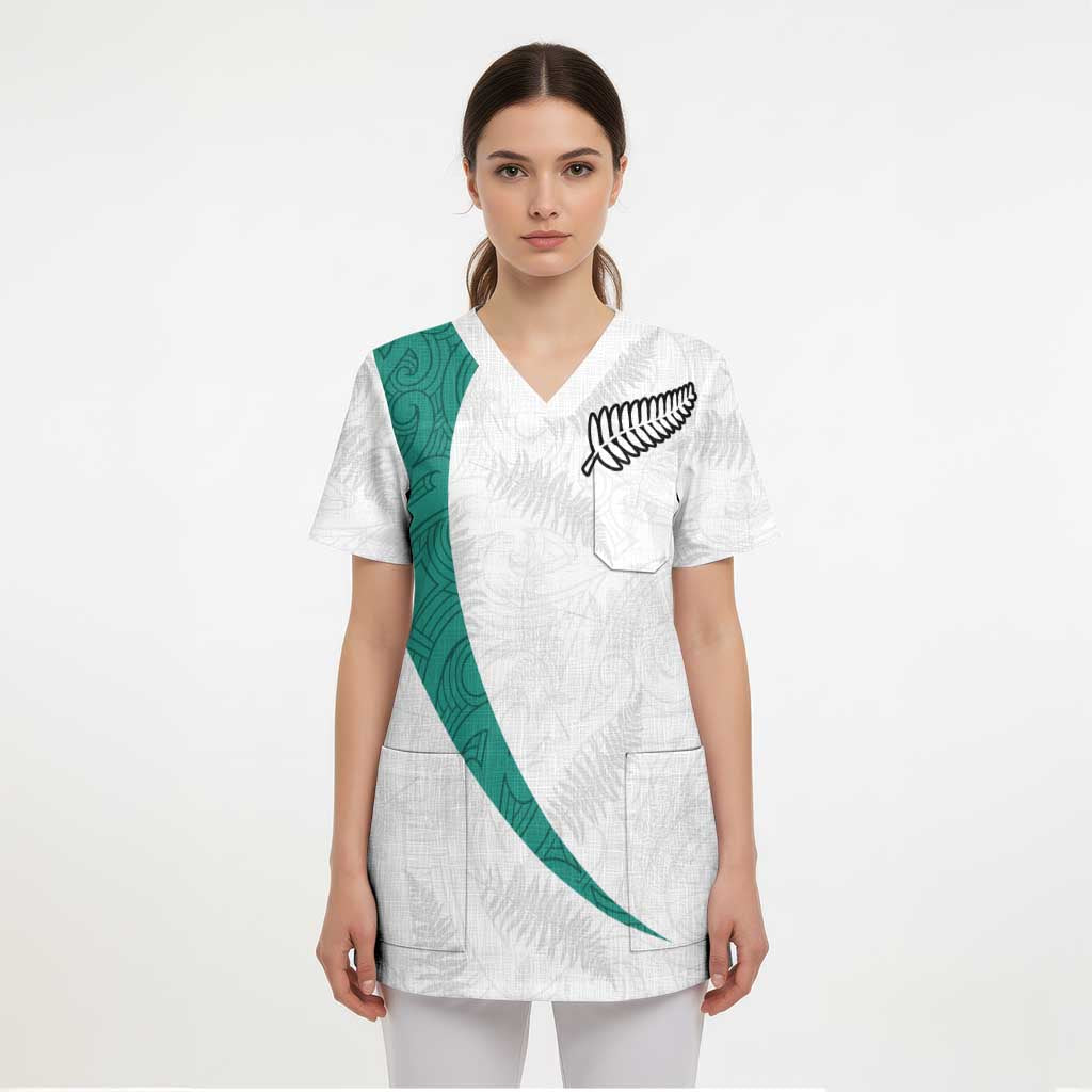 Custom New Zealand Football Scrub Top Go All Silver Ferns - Towards World Cup 2026 - Polynesian Pride