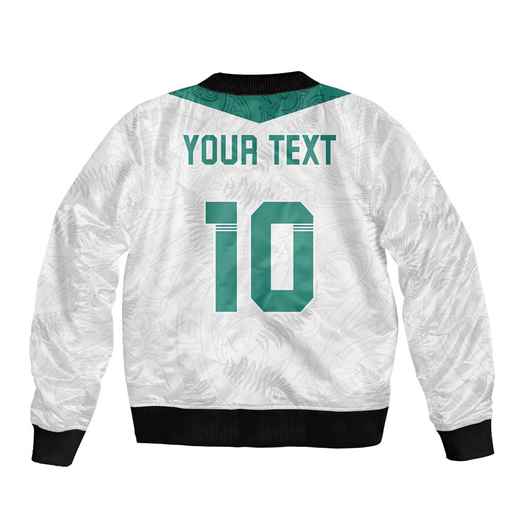 Custom New Zealand Football Sleeve Zip Bomber Jacket Go All Silver Ferns - Towards World Cup 2026