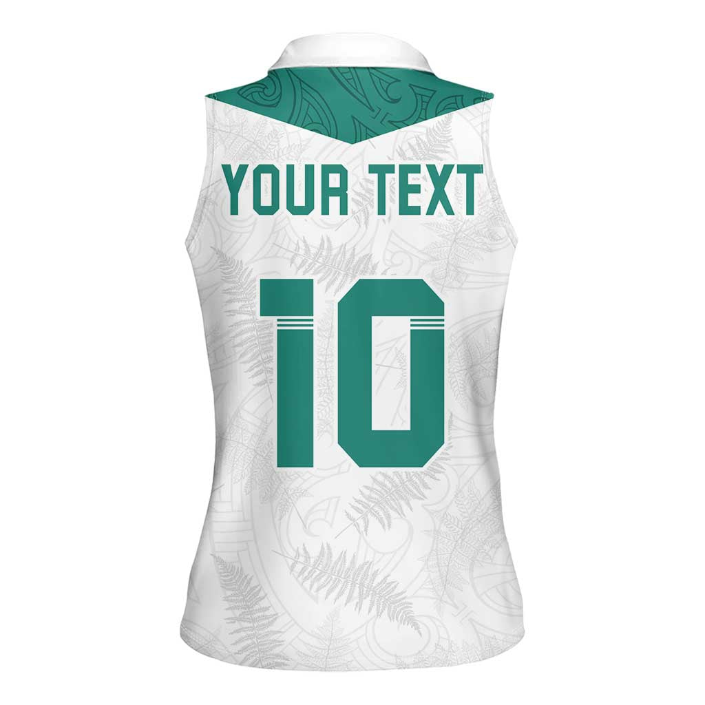 Custom New Zealand Football Women Sleeveless Polo Shirt Go All Silver Ferns - Towards World Cup 2026