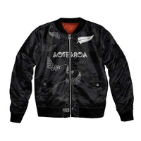 Custom New Zealand Rugby Bomber Jacket All Silver Ferns Blacks