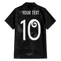 Custom New Zealand Rugby Family Matching Off The Shoulder Long Sleeve Dress and Hawaiian Shirt All Silver Ferns Blacks