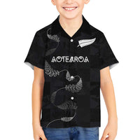 Custom New Zealand Rugby Family Matching Puletasi and Hawaiian Shirt All Silver Ferns Blacks