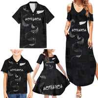Custom New Zealand Rugby Family Matching Summer Maxi Dress and Hawaiian Shirt All Silver Ferns Blacks
