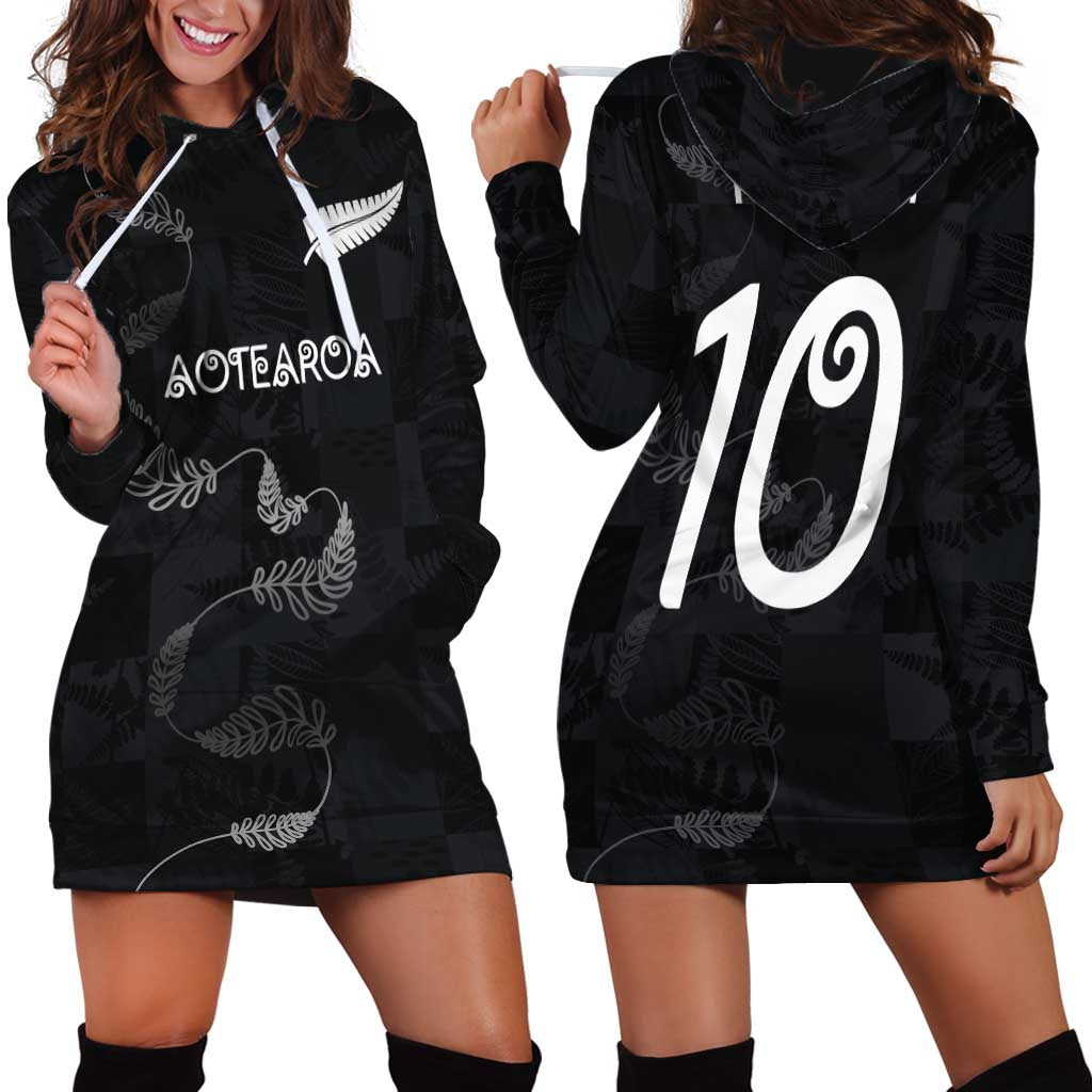 Custom New Zealand Rugby Hoodie Dress All Silver Ferns Blacks