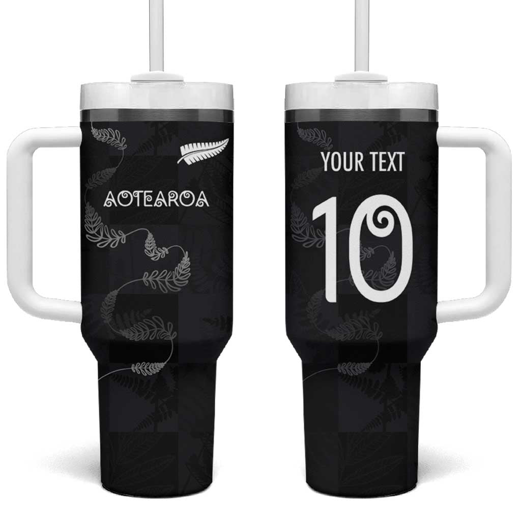 Custom New Zealand Rugby Tumbler With Handle All Silver Ferns Blacks