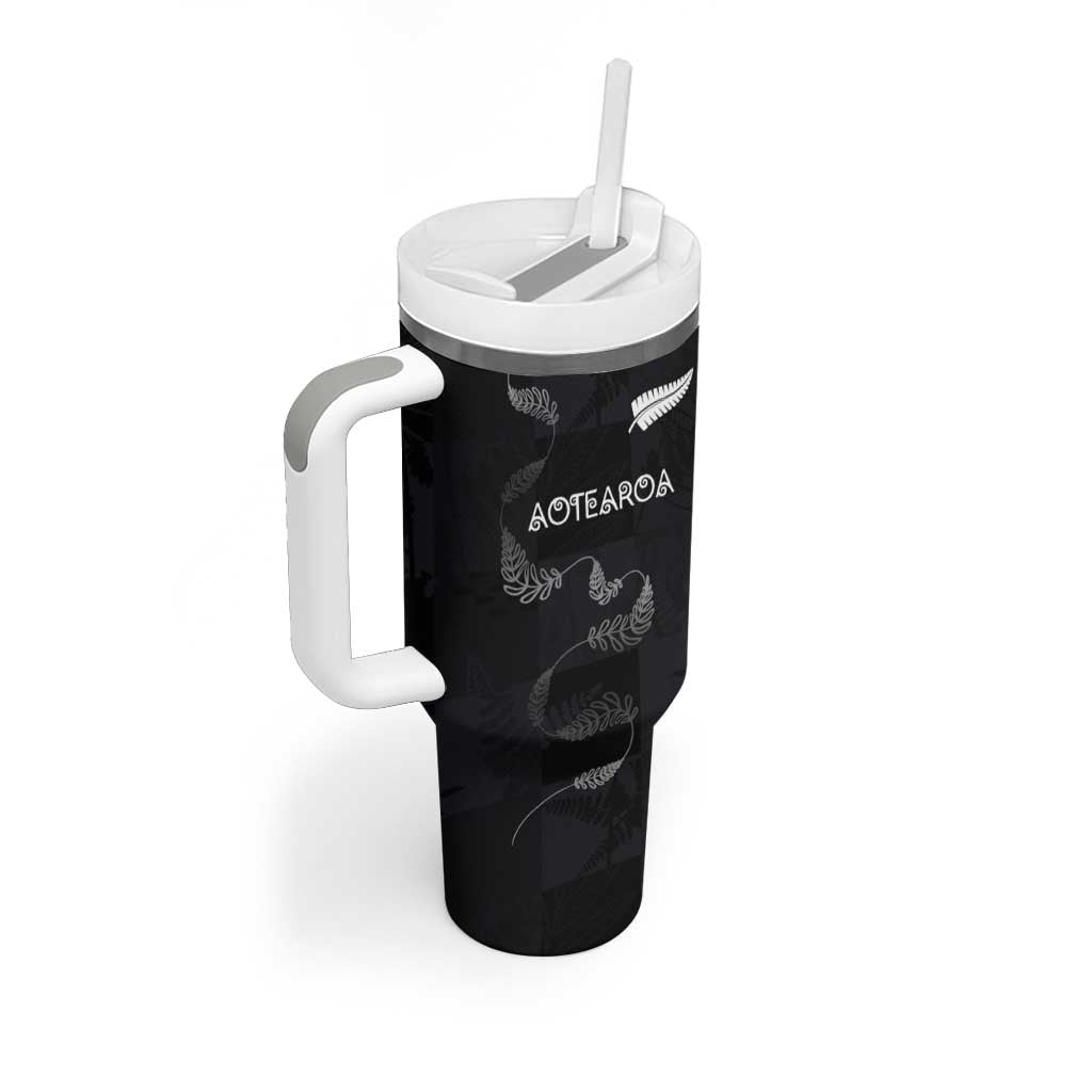Custom New Zealand Rugby Tumbler With Handle All Silver Ferns Blacks