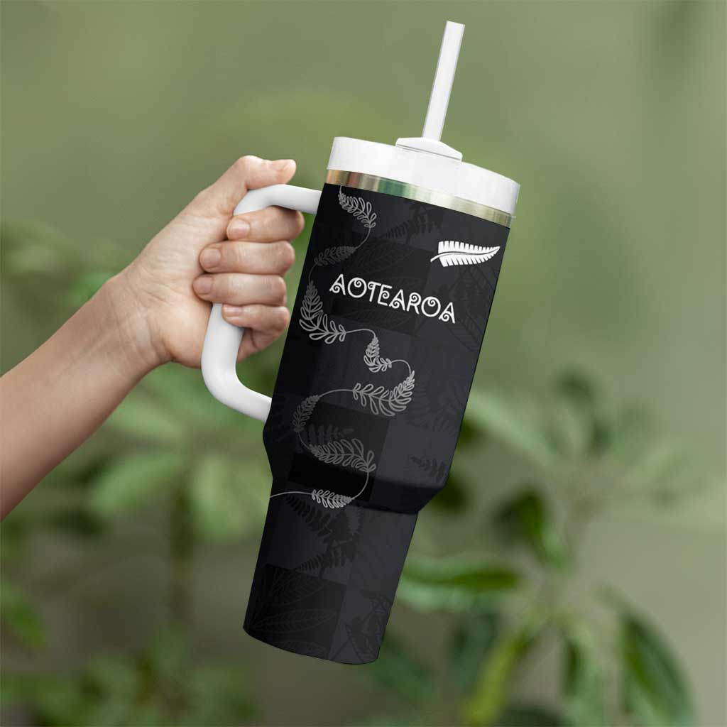 Custom New Zealand Rugby Tumbler With Handle All Silver Ferns Blacks