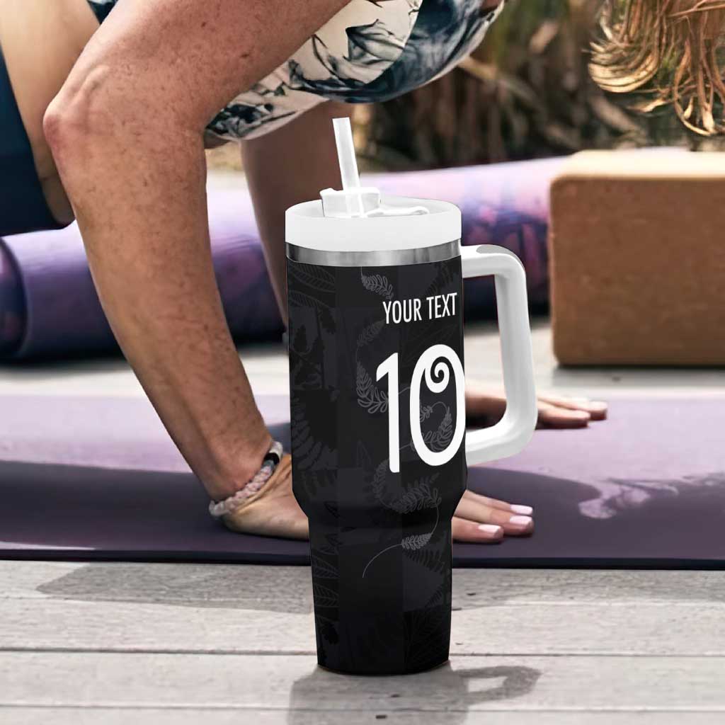 Custom New Zealand Rugby Tumbler With Handle All Silver Ferns Blacks